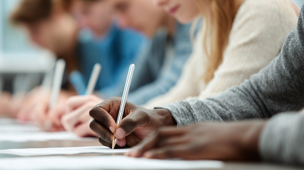 students taking a test
